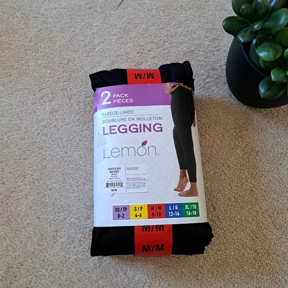 New! Lemon Fleece Lined Leggings 2 Pack Women's Size Medium Black Seamless - Picture 5 of 6